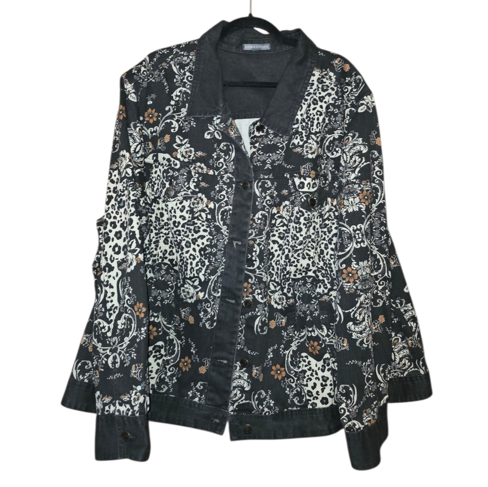 Jessica London Denim Jacket Damask Scroll 32W